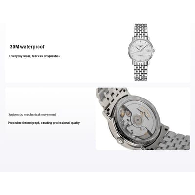 Montre Longines Master Collection Mouvement Mécanique Automatique Étanche 30 Mètres Boîtier en Acier Inoxydable Cadran Argenté 34,5 Mm L4.809.4.77.6 Steel Band Gray Dial