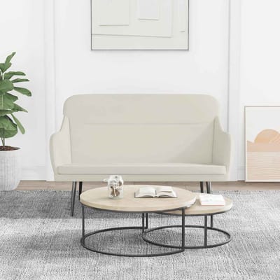 vidaXL - Bankje - 110x76x80 - cm - fluweel - crèmekleurig