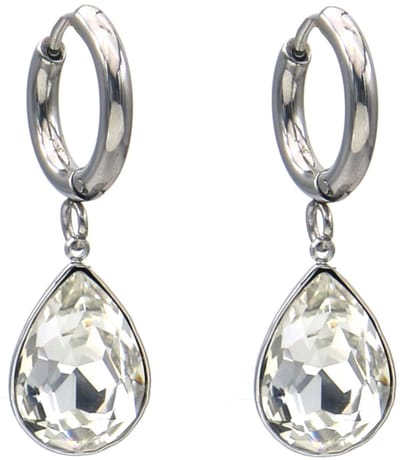 Oorbellen kristal - zilverkleurig - 3.5 cm
