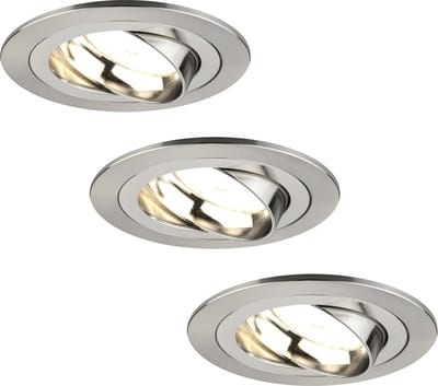 Ledvion - 3X LED Inbouwspot Tokyo - RVS - Dimbaar - 3W - 2700K - Ø92 mm