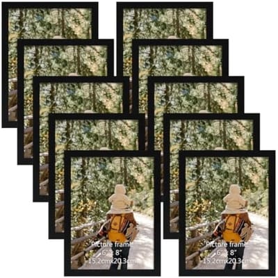 PromoHome Set van 10 Zwarte Fotolijsten 15x20 cm - Moderne Fotolijsten voor Tafel of Wand - Geschikt voor Woonkamer, Slaapkamer en Kantoor