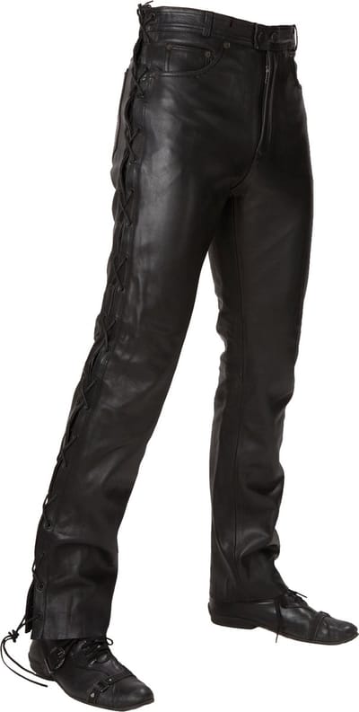 Running Bear - Gladleren broek met lerenveter opzij - maat 32
