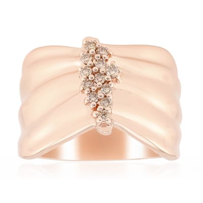 Cavill - Zilveren ring met I1 Argyle Rose diamant 0,12 ct - 925 Sterling zilver roségoud verguld - ronde briljantslijper - luxe elegante damesring