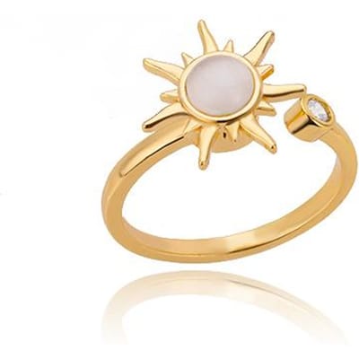 Zirkonia Draaibare Klavertje Vier Angst Ringen Voor Vrouwen Roestvrij Staal Anti-Stress Fidget Spinner Ring Esthetische Sieraden Cadeau beige