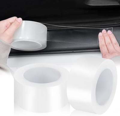 Auto dorpelbeschermer 5 cm x 10 m, Carbon Sticker, Auto dorpelstrips Carbon Sticker, Zelfklevende beschermfolie, Lakbeschermingsfolie Auto (Transparant) (5 cm x 10 m (2 stuks) - Cyslmuk®
