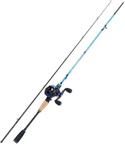 Thuys – Werphengel Met Molen – Hengelset – Telescopisch – Met Baitcasting Reel Combo – 2 – Delig – 99 x 10 x 10cm – Blauw