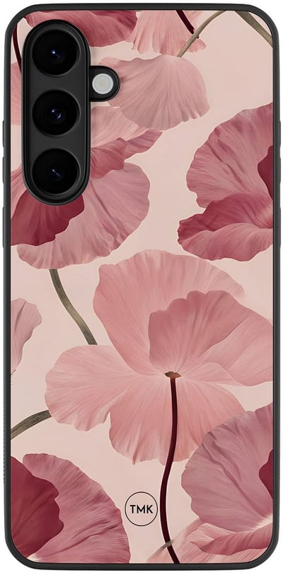 Hoesje geschikt voor Samsung Galaxy S25 FE - Vintage blossom - Roze - TPU case - Bloemen - Hardcase zwart telefoonhoesje