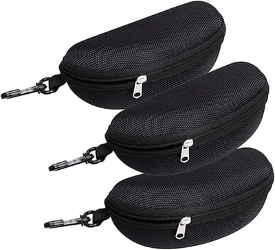 Brillenkoker - 3 stuks - Opbergdoos - Brillenhoes - EVA brillenetui - Universele brillenkoker- Met ritssluiting en karabijnhaak - Brillendoos Dames Heren - Geschikt voor brillen en zonnebrillen - 17×7.8×6.5cm