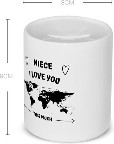Akyol - niece i love you this much Spaarpot - Nicht - geweldige nicht - liefste nicht - verjaardag - cadeau - kado - bedankje - geschenk - 350 ML inhoud