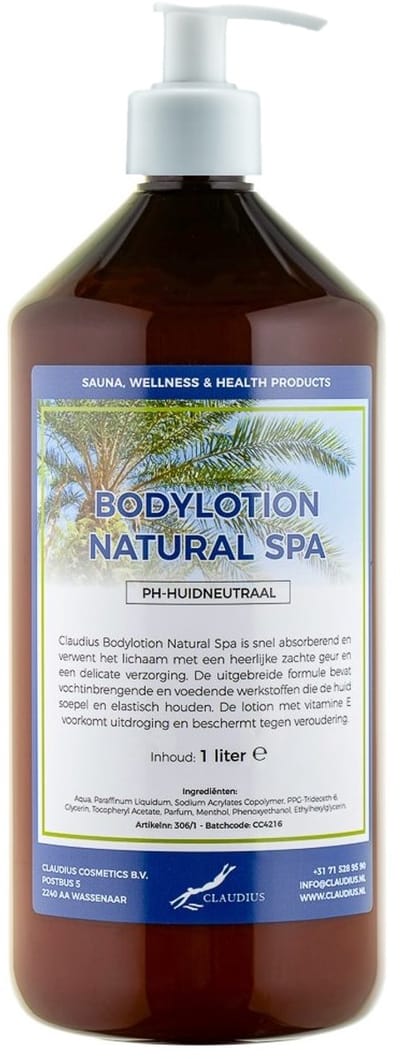 Bodylotion Natural Spa 1 Liter met witte pomp - stijlvolle en duurzame uitstraling