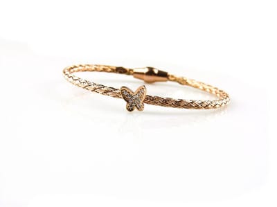 model vlinder armband in zilver roze verguld gezet met cubic zirconia