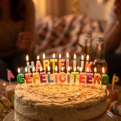 Taart kaarjes in de letters Hartelijk Gefeliciteerd