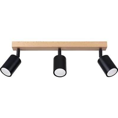 Sollux Lighting Plafondlamp Verdo - GU10 - zwart hout - staal/hout - 17.5x61x45cm