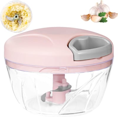 BORVAT® Trekkoord Groentesnijder 500 ml – Handmatige RVS Hakmolen – Roze