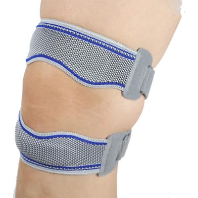 Sportuitrusting: Patellaband, dubbele patellaband, compressieband, patellapeesband, basketbal, buitensportkniebeschermers voor fietsen one-size-fits-all