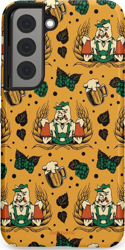 Casetastic hoesje geschikt voor Samsung Galaxy S22 - Dubbellaagse bescherming - Oktoberpret - Fashion Case - Goud Taupe Donkergroen Donkergrijs