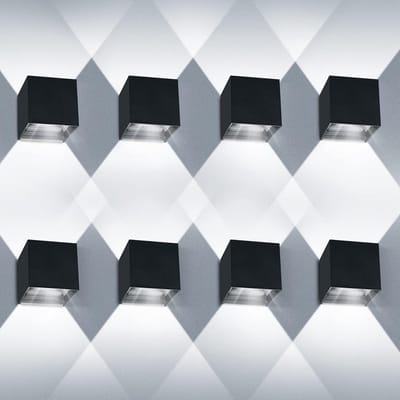 LED-wandlamp - 12W waterdicht IP65 - verstelbare buitenwandlamp - op en neer ontwerp 6000K - wit - verpakking van 8