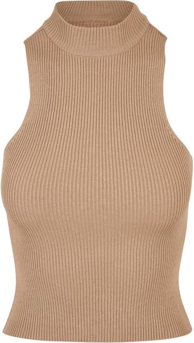 Urban Classics - Short Rib Knit Turtleneck Mouwloze top - 5XL - Beige