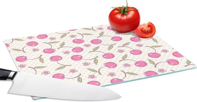 Glazen Snijplank - 28x20 - Kersen - Bloemen - Stippen - Patronen - Snijplanken Glas