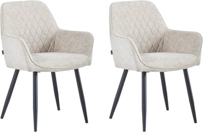Colenis® - Beverly Eetkamerstoel - Set Van 2 - Taupe - Chenille Stof - Industrieel