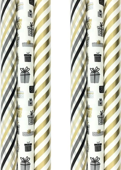 TOUCH OF GOLD cadeaupapier - assortiment kerstpapier inpakpapier - 3 meter x 70 cm - 6 rollen