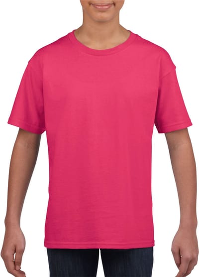 Fuchsia roze basic t-shirt met ronde hals - kinderen - unisex - katoen - 145 grams - Roze shirts / kleding voor jongens en meisjes 104/110