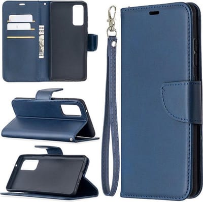 MobyDefend Hoesje - Geschikt voor Samsung Galaxy S20 FE - Wallet Book Case Met Koord - Blauw