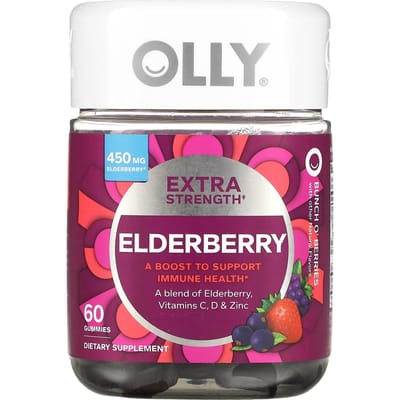 OLLY, sureau, force extra, grappe de baies, 450 mg, 60 gommes (225 mg par bonbon gélifié)