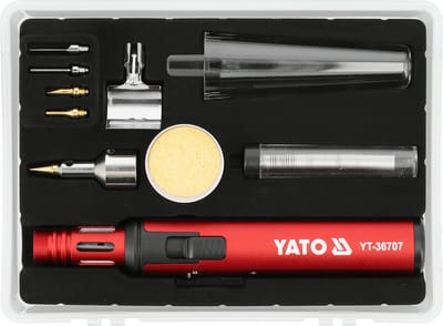 YATO YT-36707 Gasbrander & Gasbout 3-in-1 – Snoerloze Soldeerboutset met Piezo Ontsteking – Multifunctioneel Soldeerpistool – Inclusief 4 Soldeerkoppen en Koffer