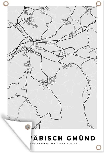 Muurdecoratie Schwäbisch Gmünd - Kaart - Stadskaart - Plattegrond - Duitsland - 120x180 cm - Tuinposter - Tuindoek