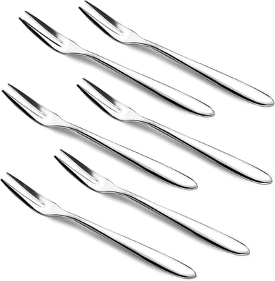 Rvs vorken set - 6 stuks - Fruitvorken - Gebakvorken - Kleine zilverkleurige metalen vorken - Vaatwasmachinebestendig - Geschikt voor thuis, keuken en eetkamer
