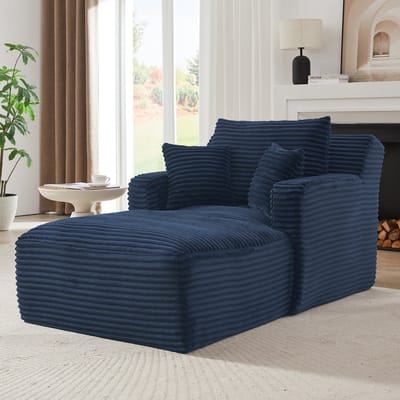 STILVORA Chaise Longue Sofa - Relaxfauteuil En Slaapsofa - Voor Woonkamer, Kantoor En Appartement - Cord - Blauw