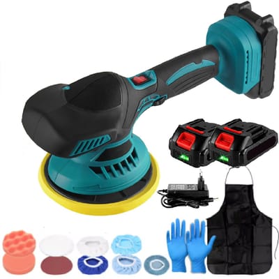 Polijstmachine Compactible met Makita 18V - 2 Accu's - lader & Accessoires - Poetsmachine Auto - Polijstschijven