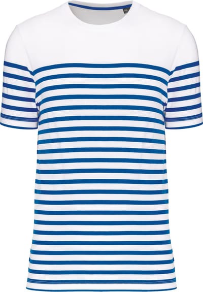 Kariban Marine-t-shirt ronde hals Bio heren K3033 - White / Royal Blue Stripe - 3XL