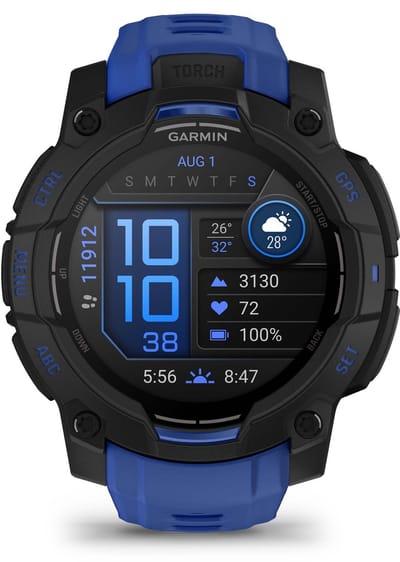 Garmin Instinct 3- Smartwatch - 45mm - AMOLED - Zwart & Blauw - Limited Edition