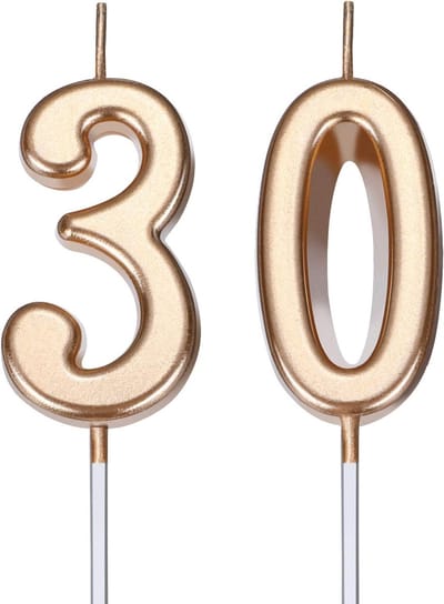 SnelShoppen - 30e Verjaardag Kaarsen - Nummer Kaarsen Happy Birthday - Elegante Cake Topper Decoratie - Champagne Goud - Voor Feest, Bruiloft, Verjaar