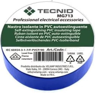 PVC Isolatietape Elektrisch 15mm x 10m Blauw Dunne Kwaliteit