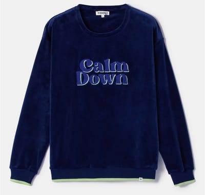 Woody pyjama meisjes/dames velours - donkerblauw - 'Calm down' - 252-10-YPE-V/897 - maat S
