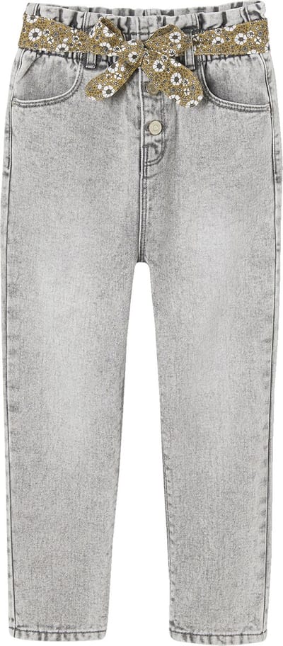 Vertbaudet Paperbag jeans met bloemenriem voor meisjes