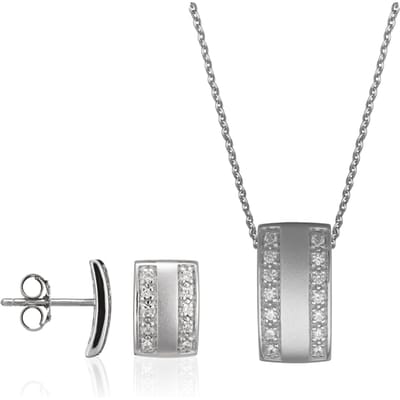 Orphelia Dames 925 Sterlingsilveren Set: Ketting-Hanger + Oorbellen - Zilver SET-5913