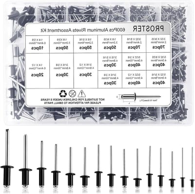 Klinknagels Kit - Popnagels Assortiment - Metaal Bevestigen - 600 Stuks - 15 Maten - Zwart