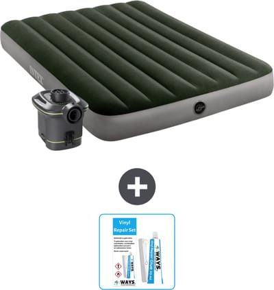 Intex Luchtbed - Twijfelaar - 137 x 191 x 25 cm - Groen - Inclusief pomp en Reparatieset