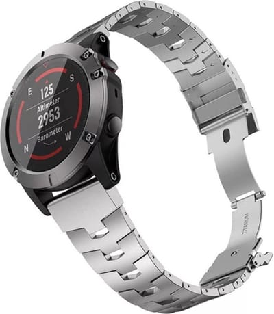 Titanium bandje - geschikt voor Garmin Fenix 5 / 5 Plus / 6 / 6 Pro / 7 / 7 Pro / 8 (47 mm) / E (47 mm) / Epix (Pro) (2) 47 mm / Quatix 5 / 6 / 7 / 7 Pro / Approach S60 / S62 / S70 47 mm / MARQ / D2 Delta / D2 Mach 1 / Descent G1 - zilver