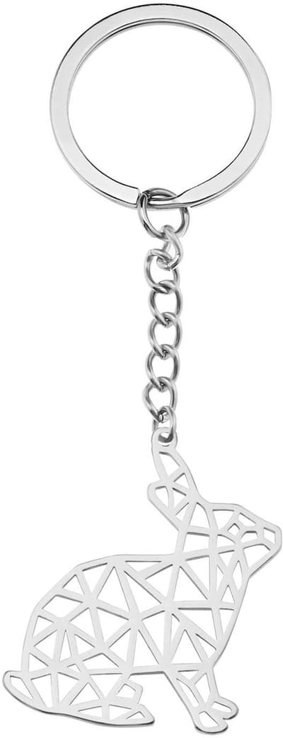 Dailygoods- Sleutelhanger Roestvrij Staal - Dierenhanger Wolf/Konijn - Sleutelhanger Auto - Sleutelhanger Decoratie - Duurzaam - Minimalistisch Ontwerp - Sleutelhouder
