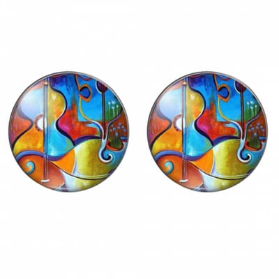Clip Oorbellen- Rivka blauw rood 2 cm