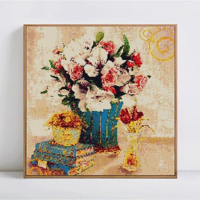 Diamant schilderij ronde stenen bloemen borduurpakketten diamant borduurwerk 30x30