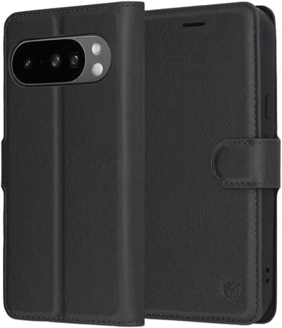 Hoesje geschikt voor Google Pixel 10 Pro XL - Techsuit Leather Folio Book Wallet Case - Zwart