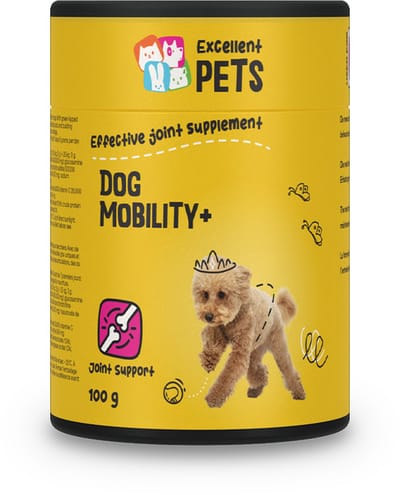 Excellent Pets Dog Mobility Plus 100 gr - Honden supplementen - Gewrichten Hond - Glucosamine, Visolie, MSM - Ter ondersteuning van de pezen, kraakbeen, banden en gewrichten