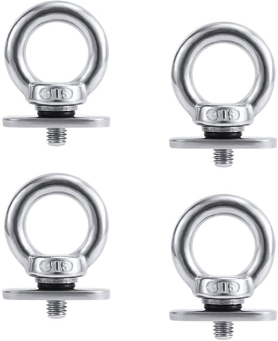 Dailygoods- Tie Down Oogbout 4 Stuks - RVS Bevestigingsringen - Kayak/Kano Accessoire - Bungee Koord - 316 Roestvrij Staal - 3,8 x 2,8 x 1,5 cm