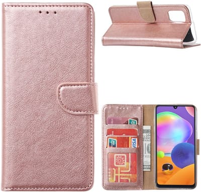 Multimedia & Accessoires PU Lederen Wallet Book Case Hoesje geschikt voor Samsung Galaxy A23 4G/A23 5G – Rosegoud - Portemonnee – Met Stand – Kaarthouder – Pasjes Houder – Magneet Sluiting – Bookcase